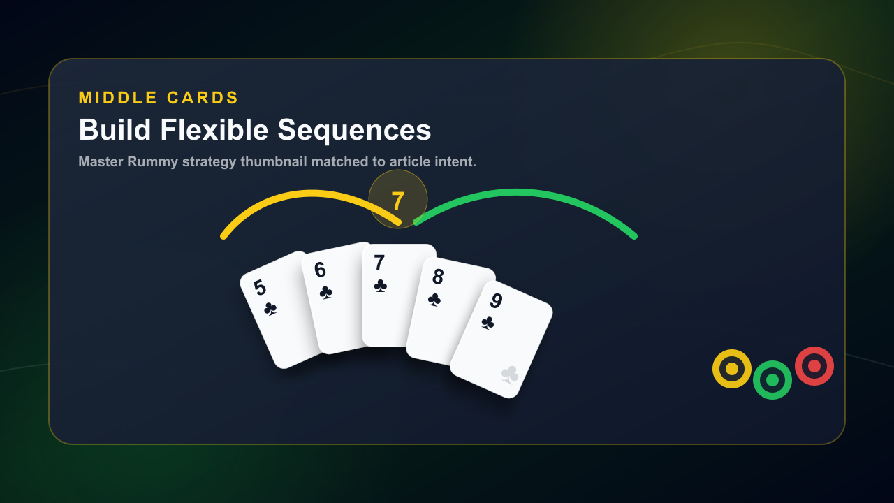 Indian Rummy middle card strategy thumbnail with branching sequence options