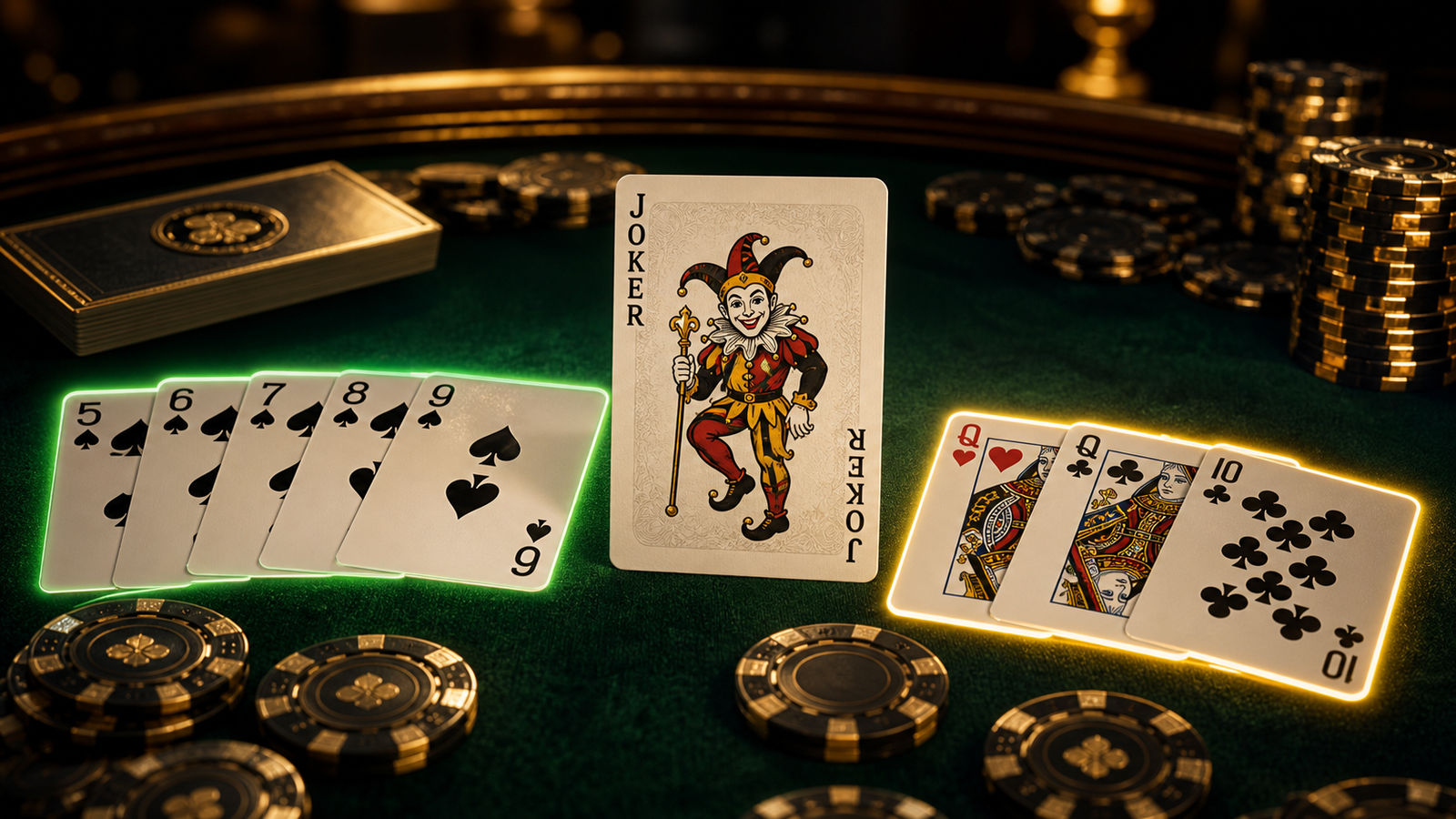 Premium Indian Rummy printed Joker strategy with a central Joker card and highlighted pure and impure card groups