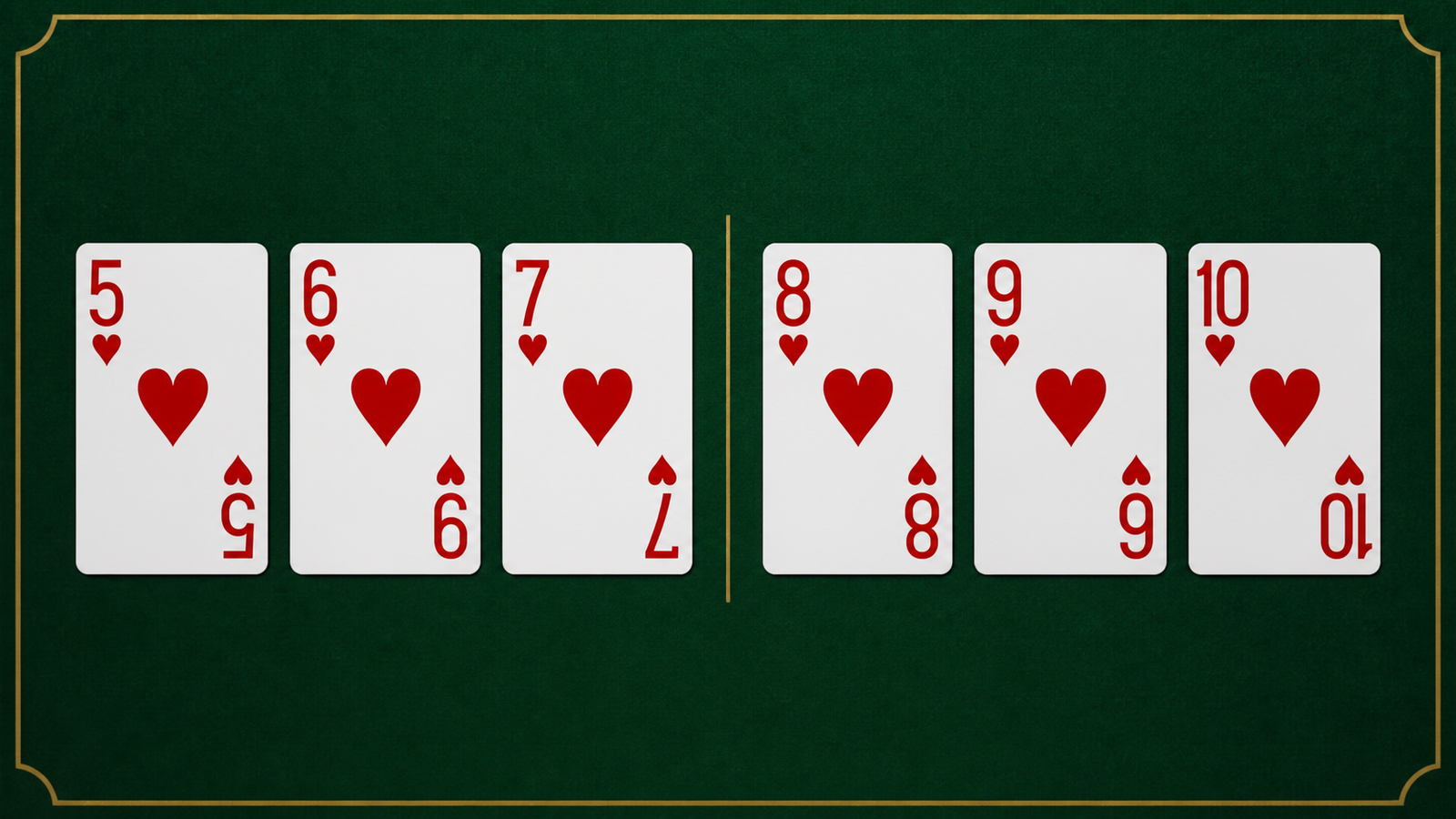 Two separate natural hearts sequences arranged as five-six-seven and eight-nine-ten